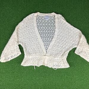 Vintage Y2K George Beige Knit Bell Sleeve Tie Close Shrug Sz XL